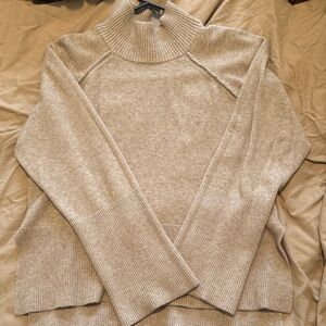 Cyrus Ribbed Mock Neck Sweater - Beige